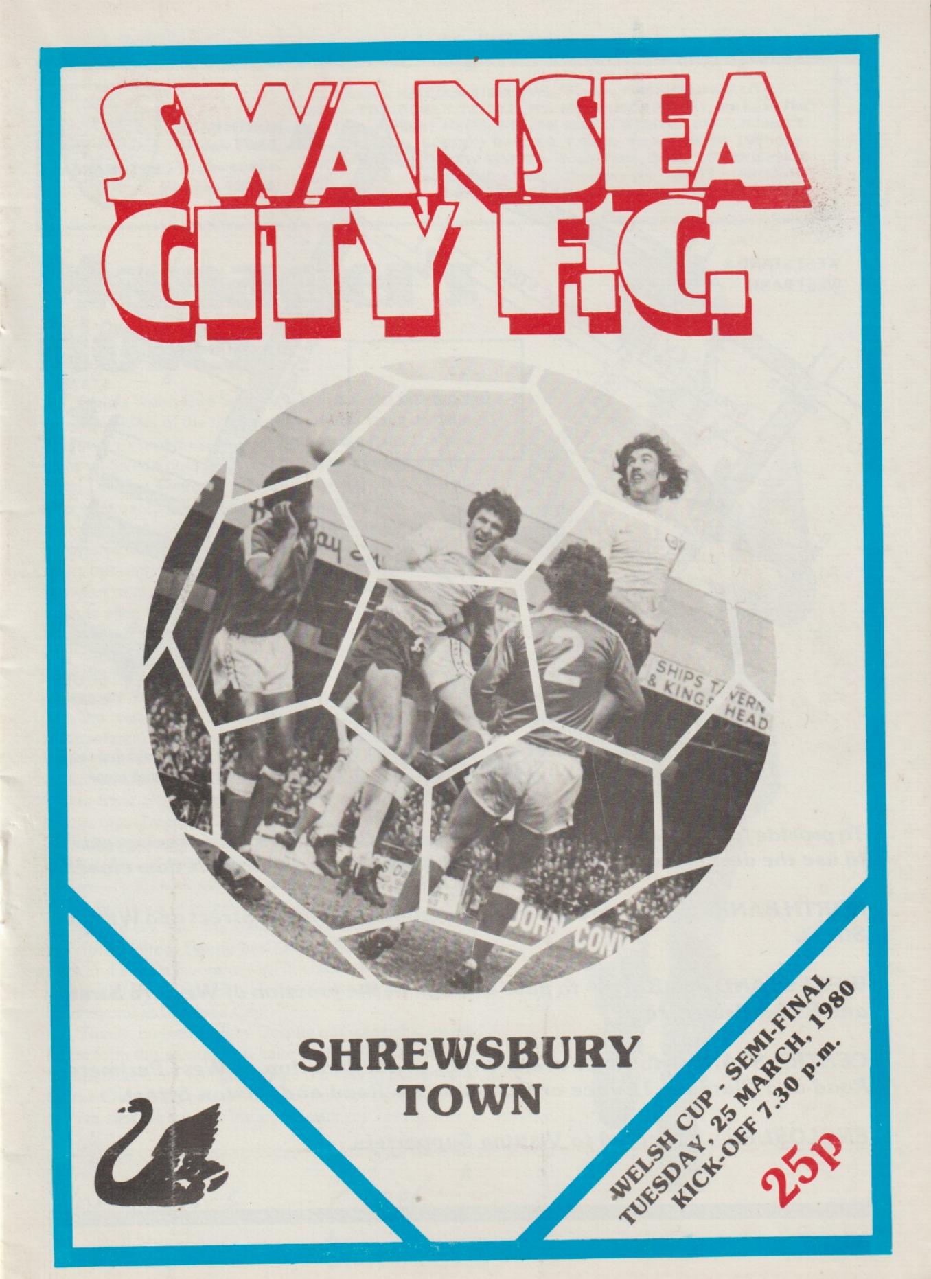 1980 WELSH CUP SEMI-FINAL - SWANSEA CITY v SHREWSBURY TOWN